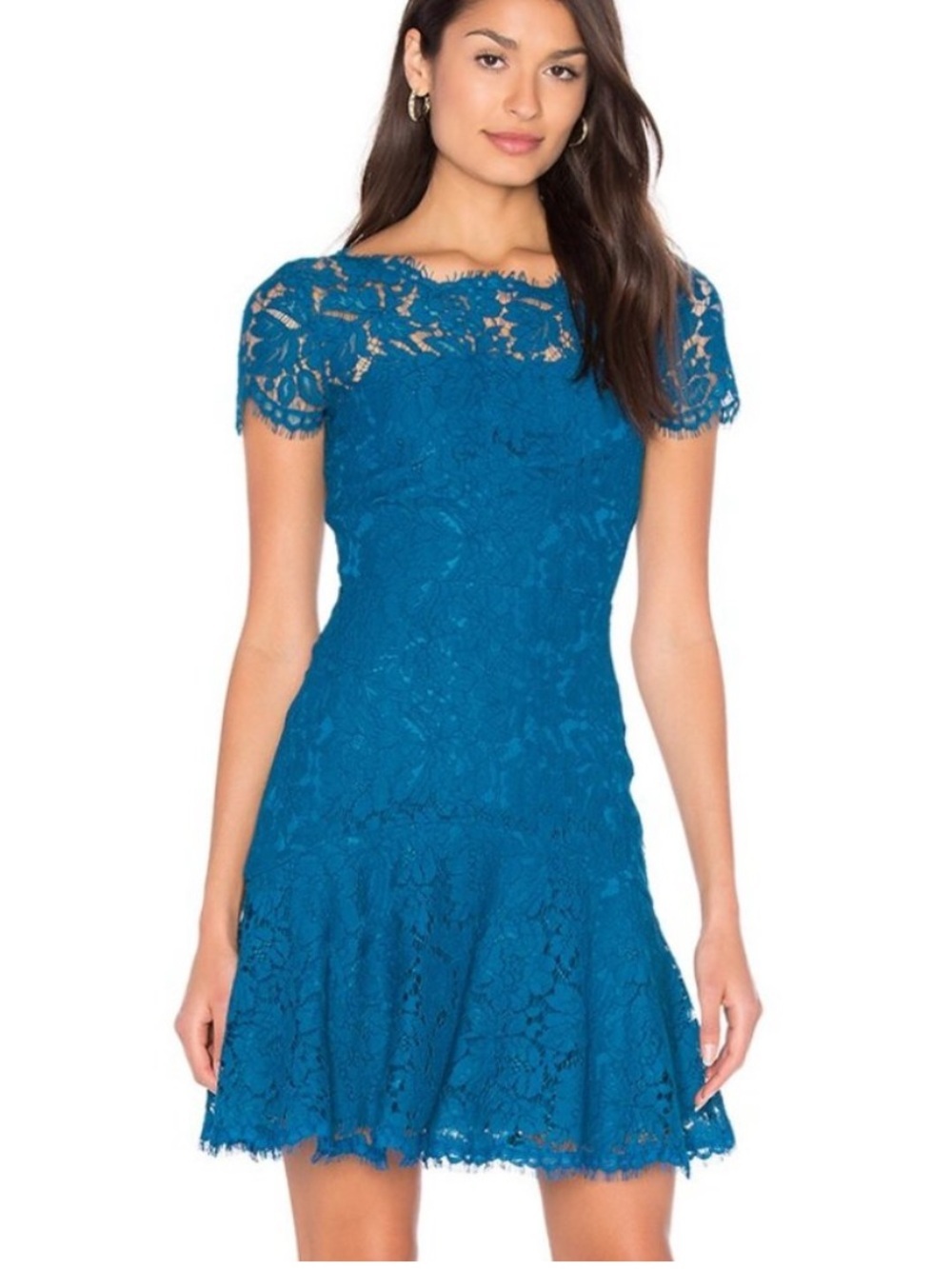 NWT Diane Von Furstenberg Fifi blue lace dress sz 10